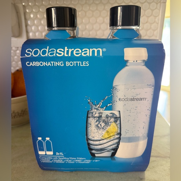 Soda Stream Other - 🆕 Soda Stream Carbonating Bottles | 2 x 1L | Slim | Black Cap | 10/2021 | NEW